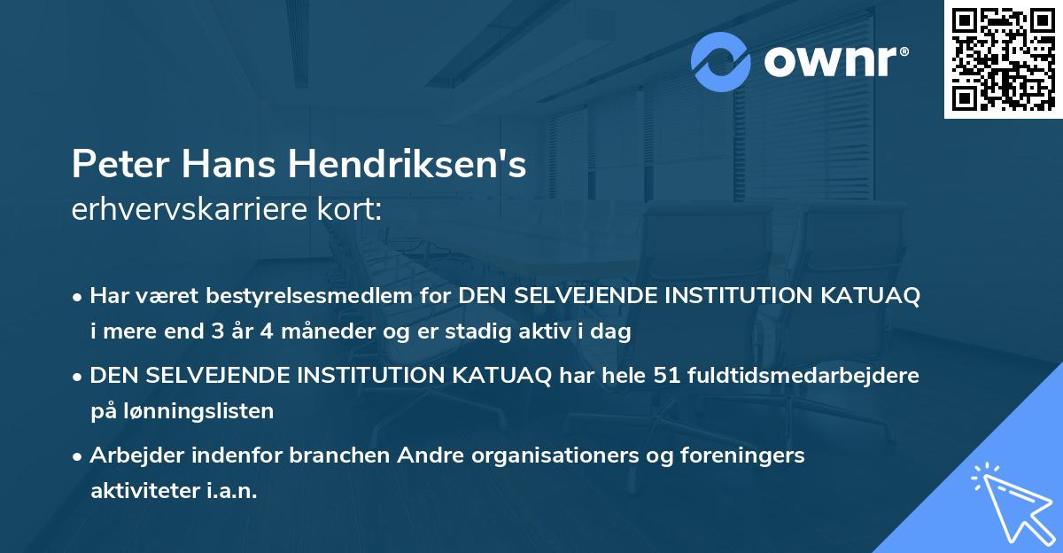 Peter Hans Hendriksen's erhvervskarriere kort