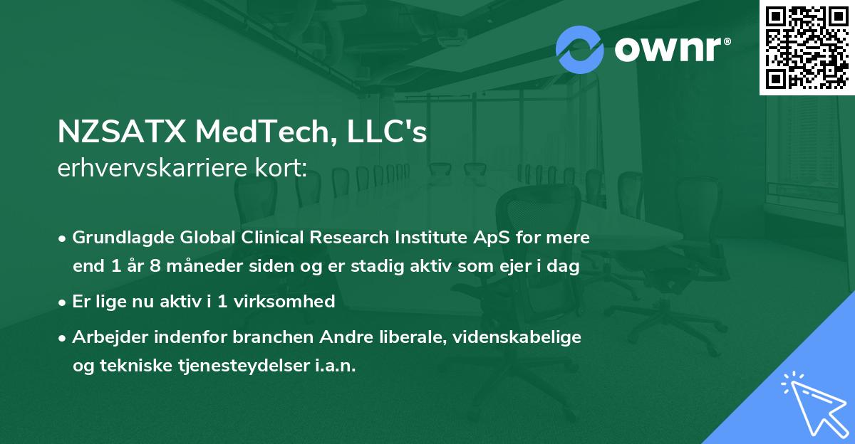 NZSATX MedTech, LLC's erhvervskarriere kort