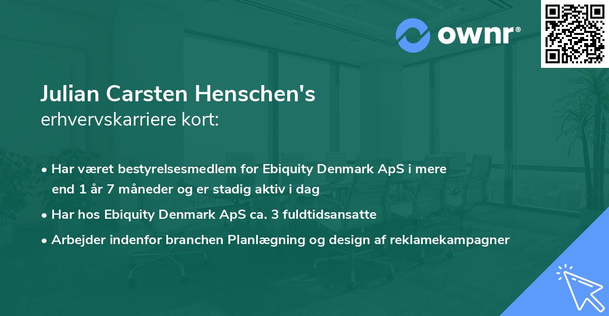 Julian Carsten Henschen's erhvervskarriere kort