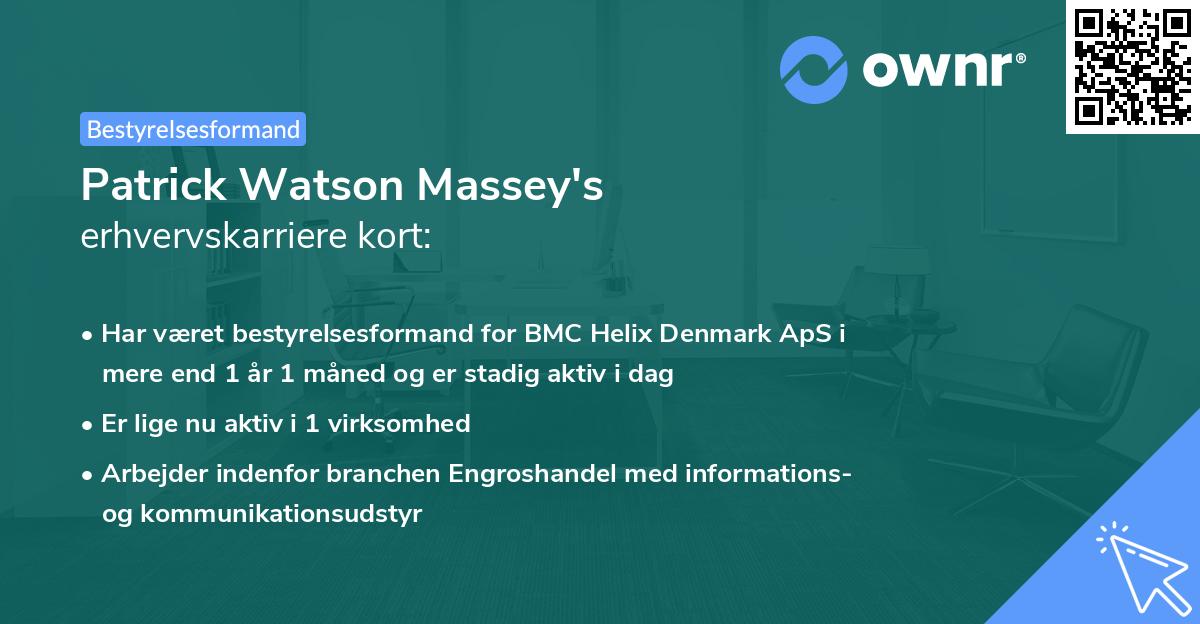 Patrick Watson Massey's erhvervskarriere kort