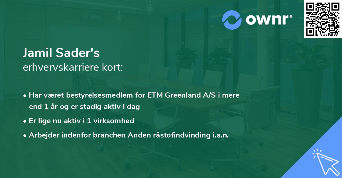 Jamil Sader's erhvervskarriere kort