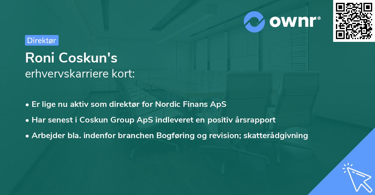 Roni Coskun's erhvervskarriere kort