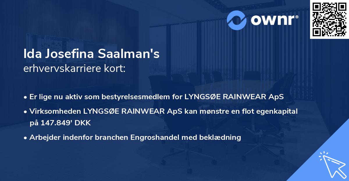 Ida Josefina Saalman's erhvervskarriere kort