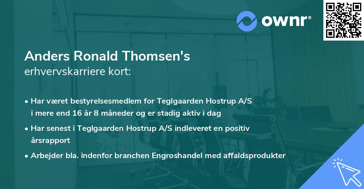 Anders Ronald Thomsen's erhvervskarriere kort
