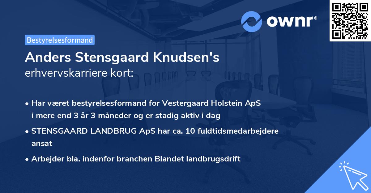 Anders Stensgaard Knudsen's erhvervskarriere kort