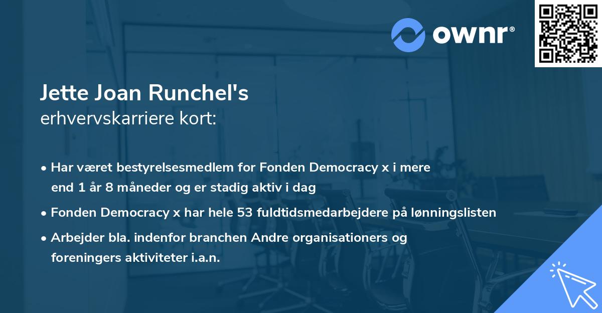 Jette Joan Runchel's erhvervskarriere kort