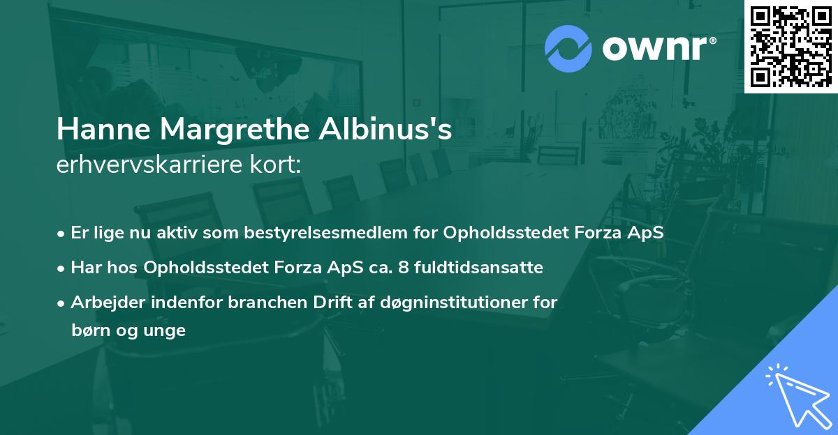 Hanne Margrethe Albinus's erhvervskarriere kort