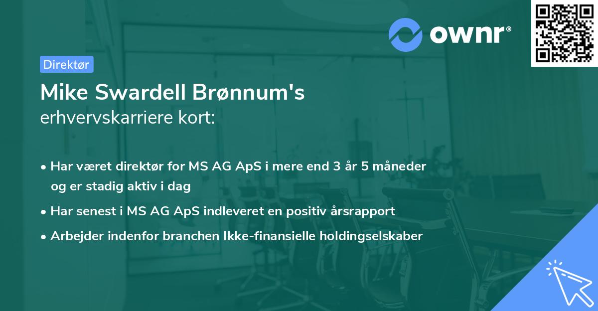 Mike Swardell Brønnum's erhvervskarriere kort