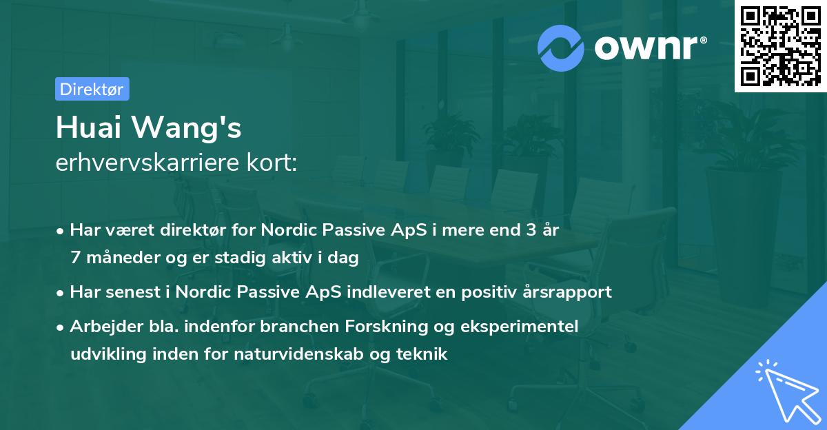 Huai Wang's erhvervskarriere kort