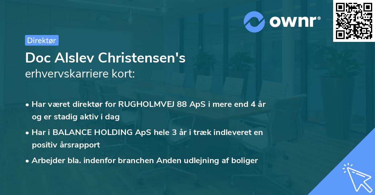 Doc Alslev Christensen's erhvervskarriere kort