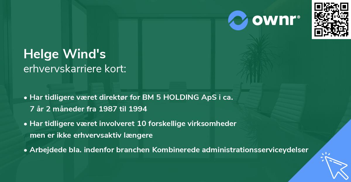 Helge Wind's erhvervskarriere kort