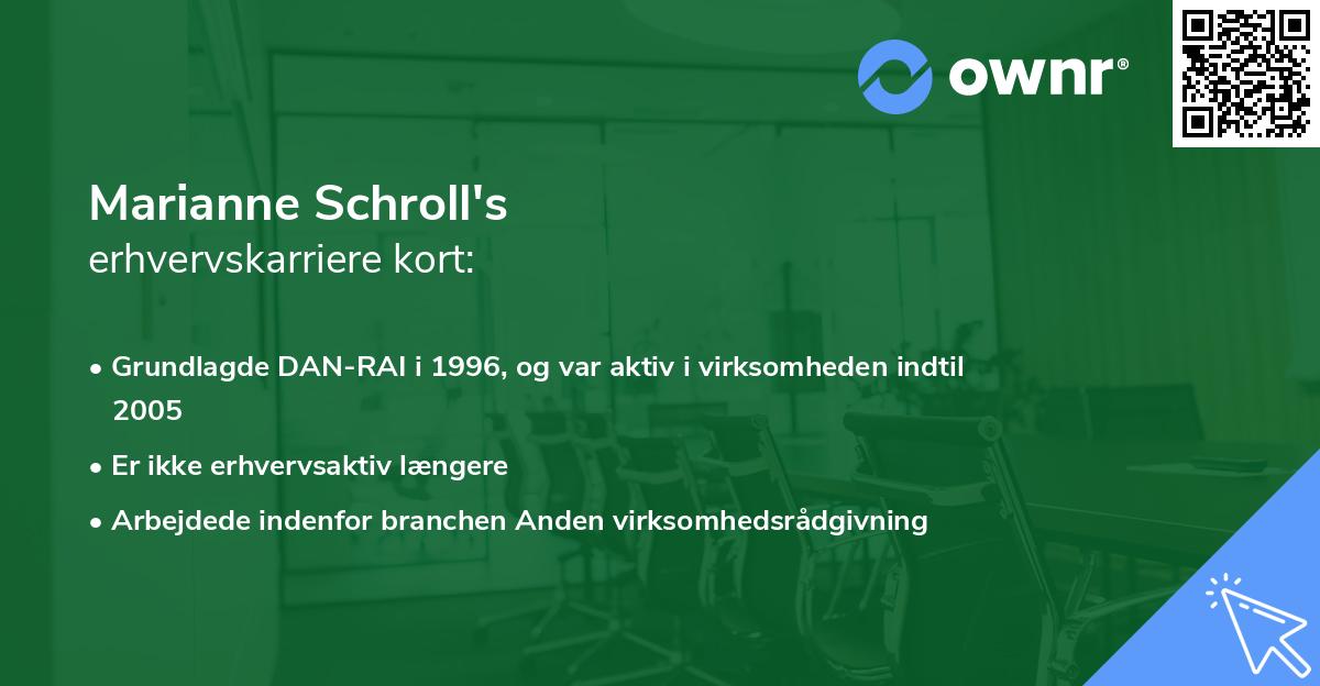 Marianne Schroll's erhvervskarriere kort