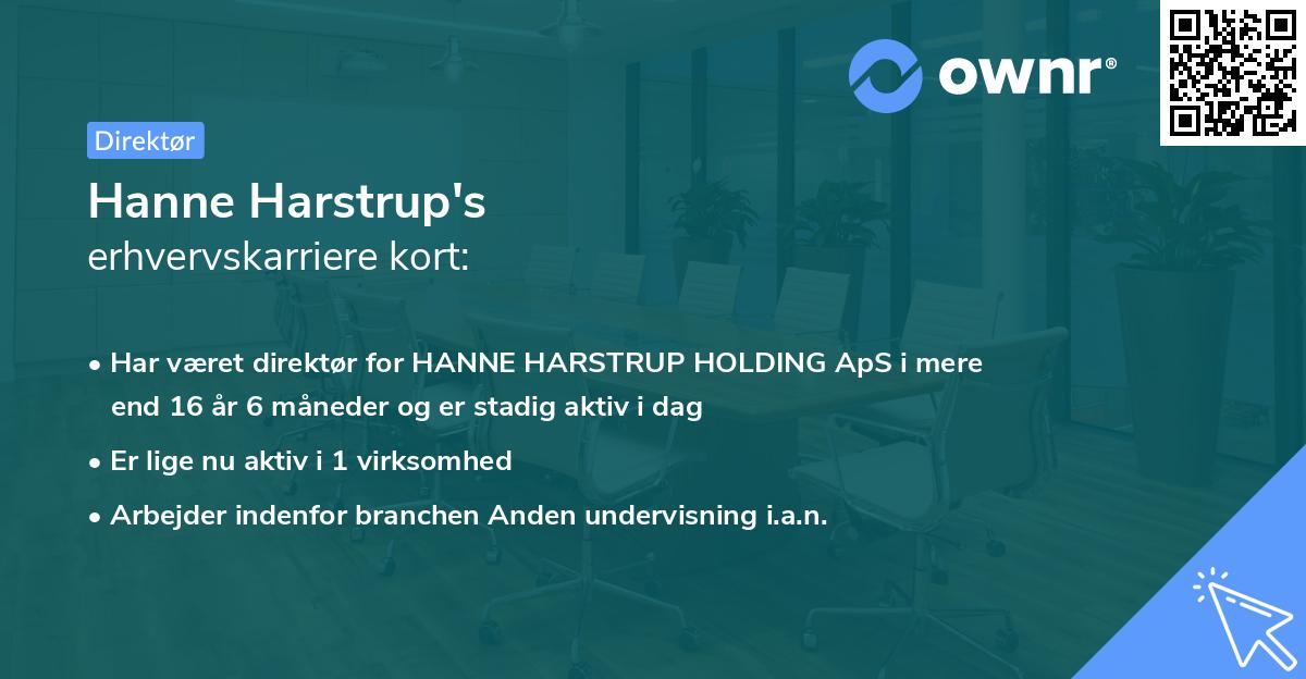 Hanne Harstrup's erhvervskarriere kort
