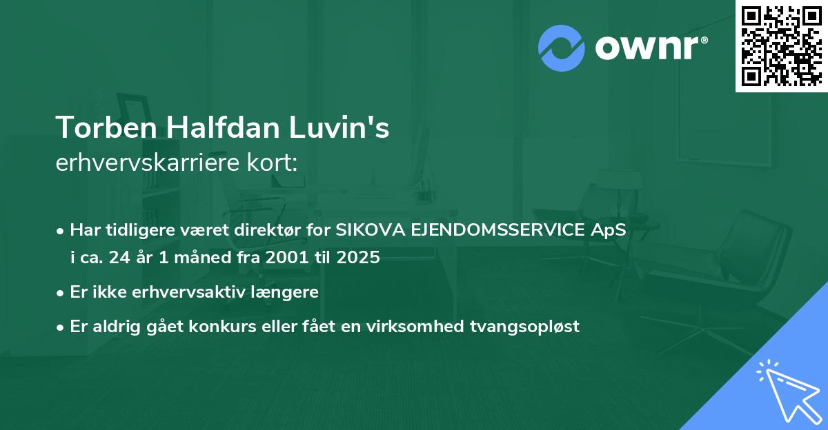 Torben Halfdan Luvin's erhvervskarriere kort