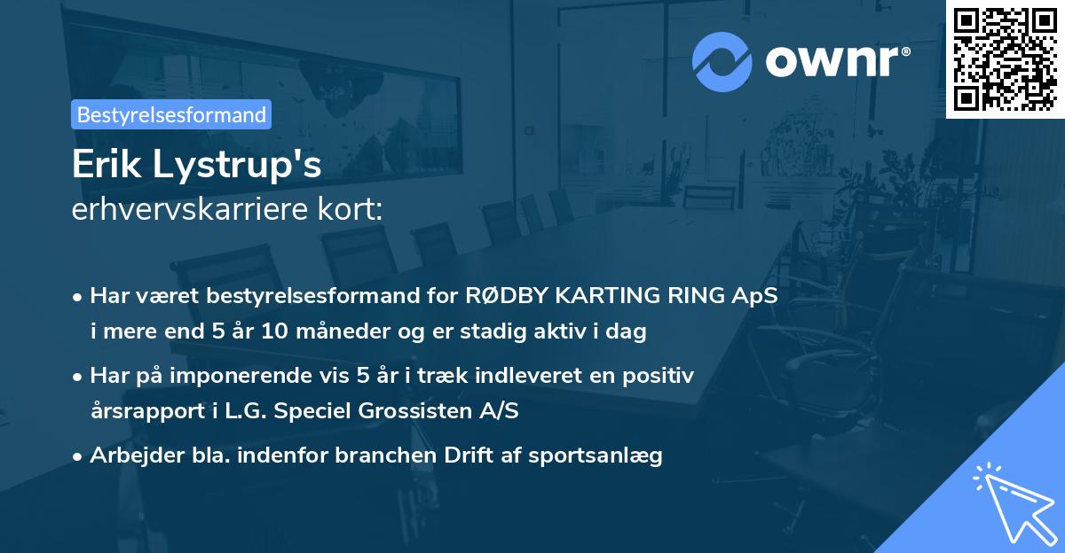 Erik Lystrup's erhvervskarriere kort