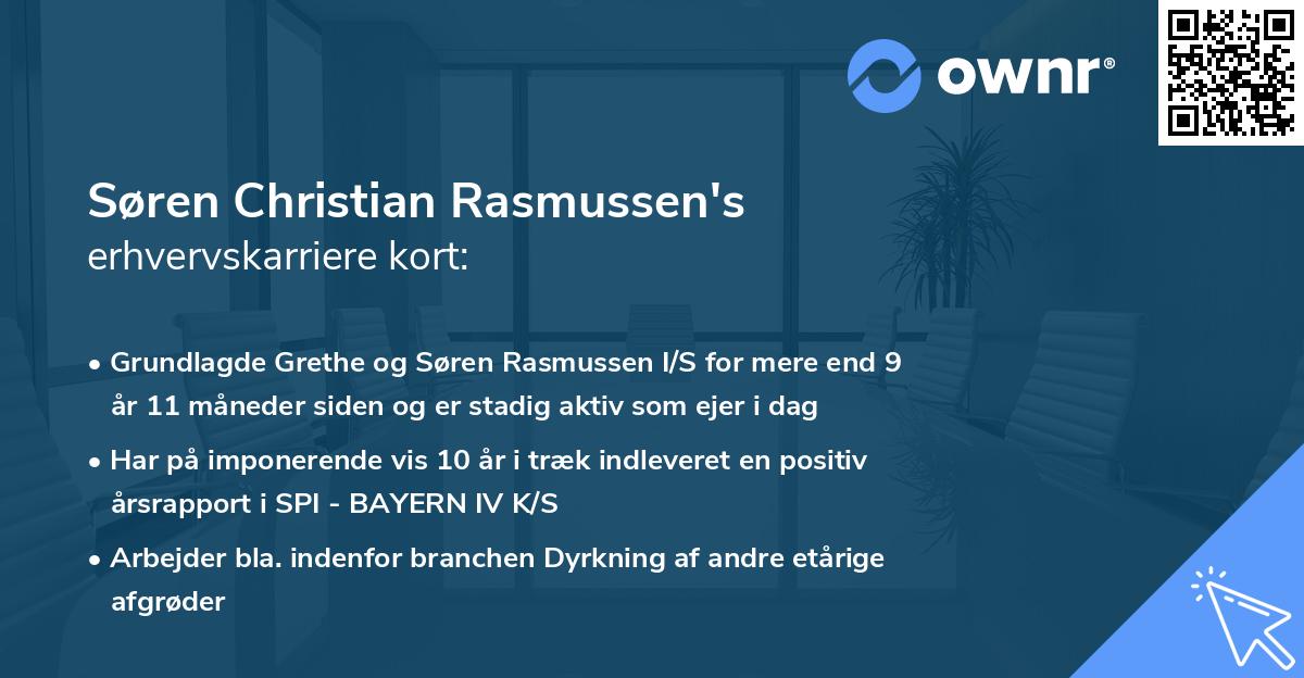 Søren Christian Rasmussen's erhvervskarriere kort