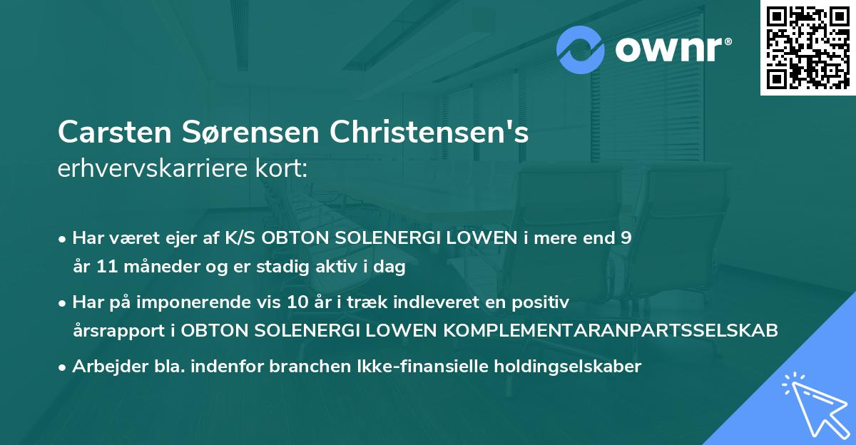 Carsten Sørensen Christensen's erhvervskarriere kort