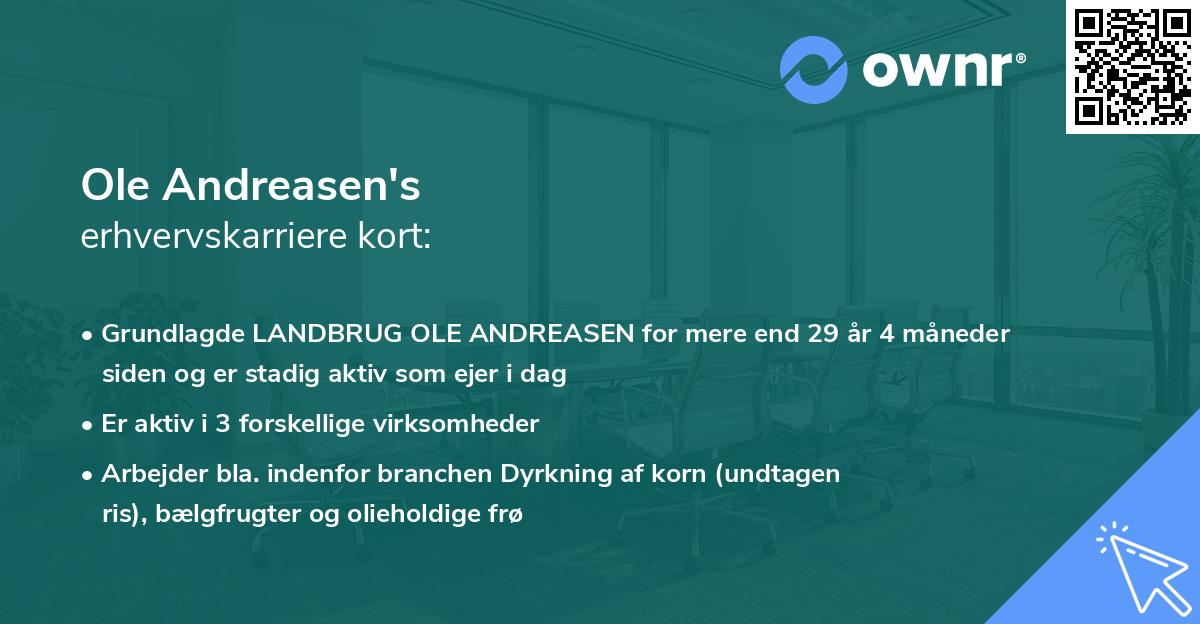 Ole Andreasen's erhvervskarriere kort