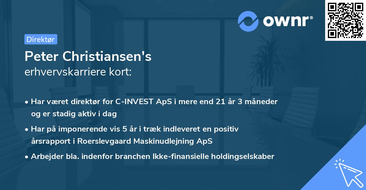 Peter Christiansen's erhvervskarriere kort