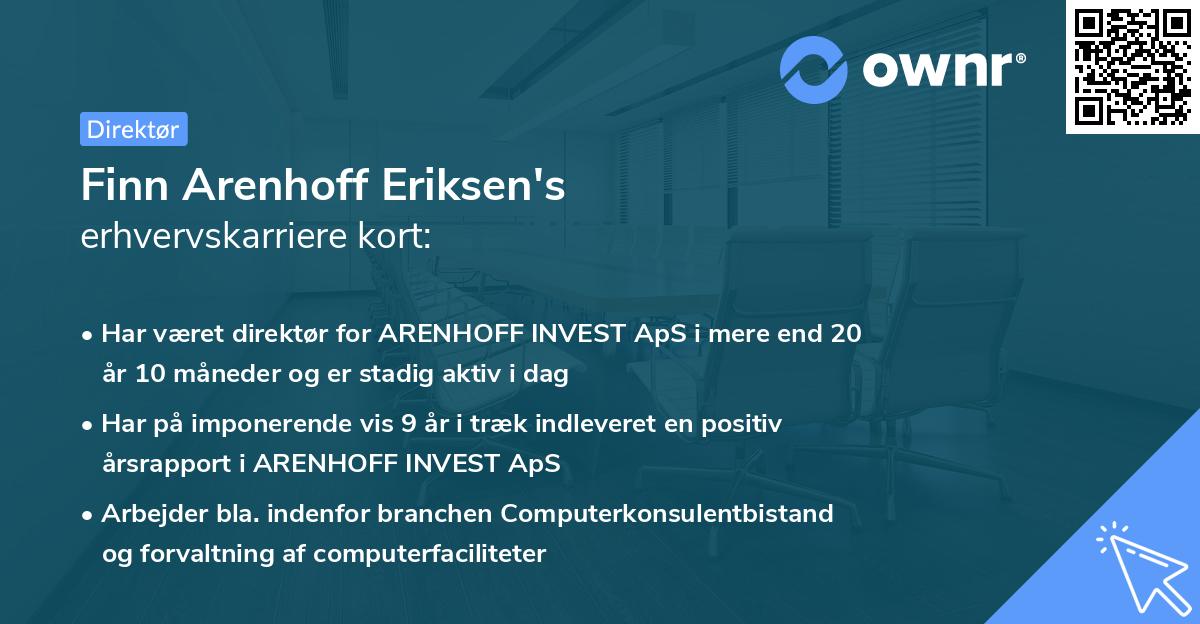 Finn Arenhoff Eriksen's erhvervskarriere kort