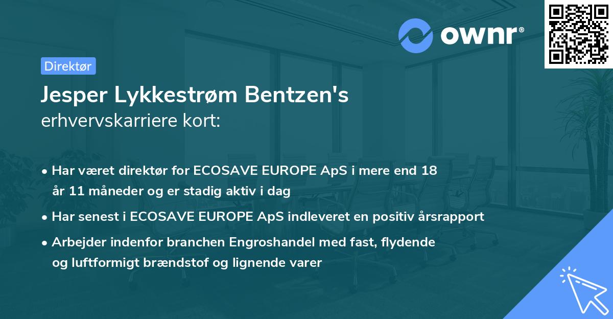 Jesper Lykkestrøm Bentzen's erhvervskarriere kort