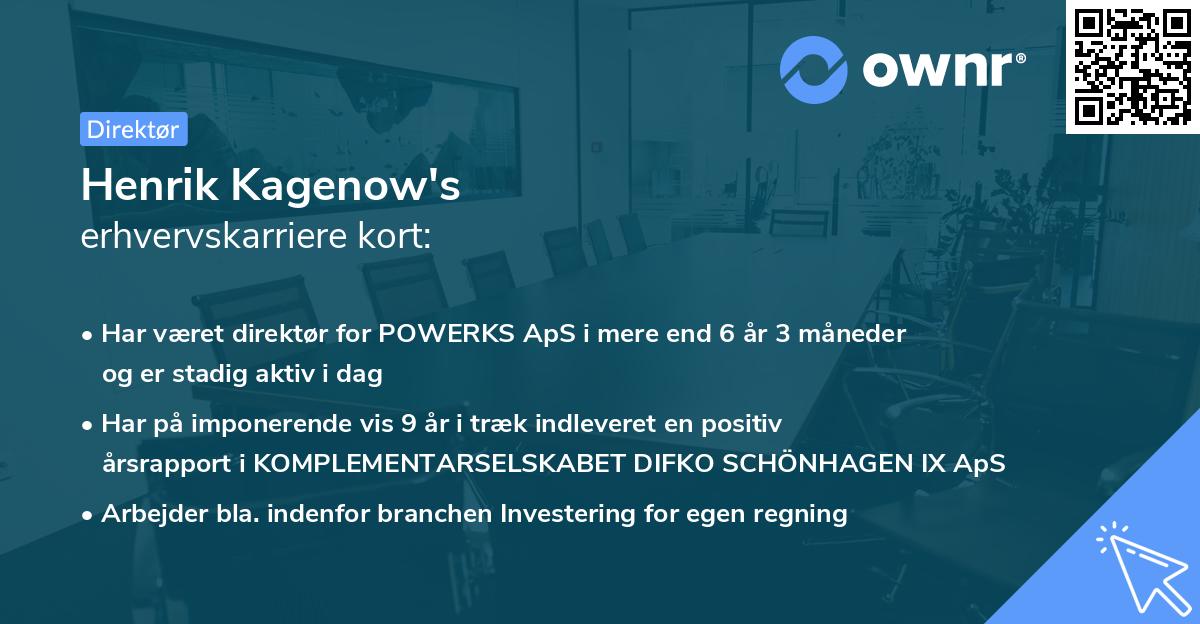 Henrik Kagenow's erhvervskarriere kort