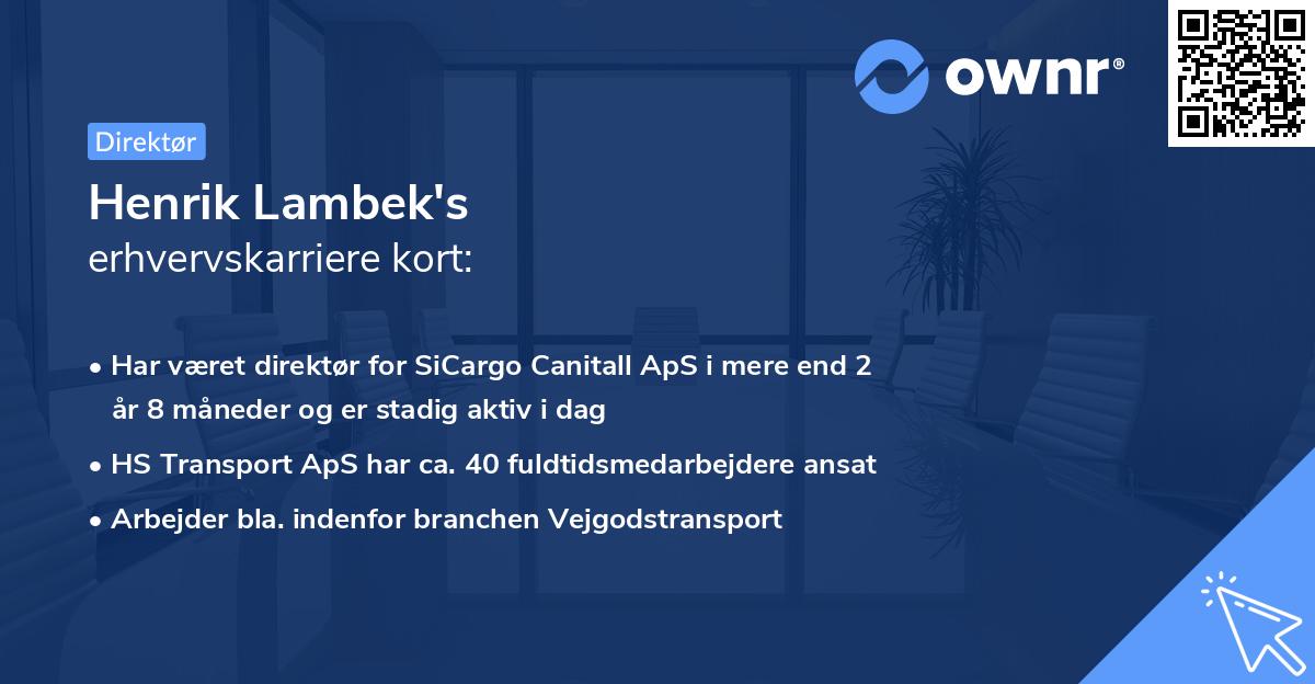 Henrik Lambek's erhvervskarriere kort
