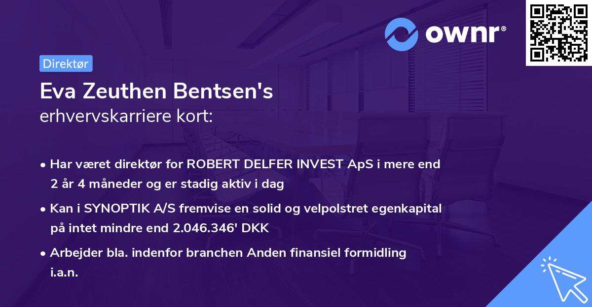 Eva Zeuthen Bentsen's erhvervskarriere kort