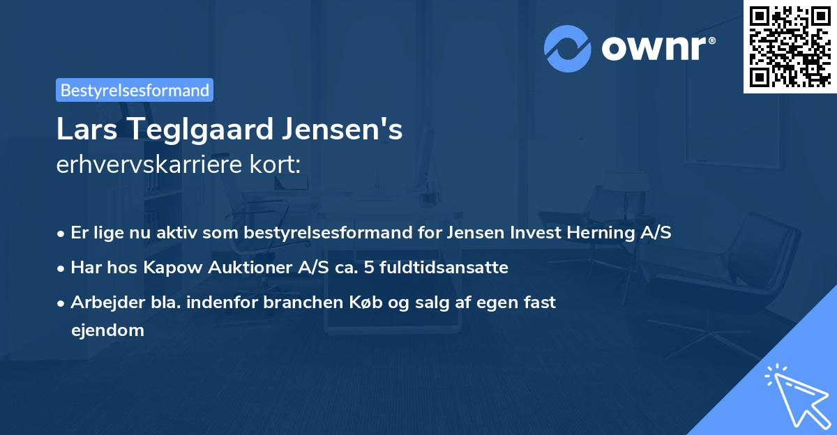 Lars Teglgaard Jensen's erhvervskarriere kort