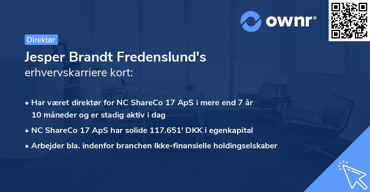 Jesper Brandt Fredenslund's erhvervskarriere kort