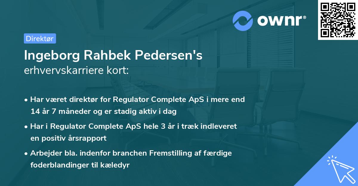 Ingeborg Rahbek Pedersen's erhvervskarriere kort