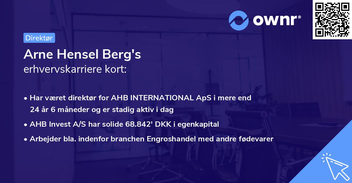 Arne Hensel Berg's erhvervskarriere kort
