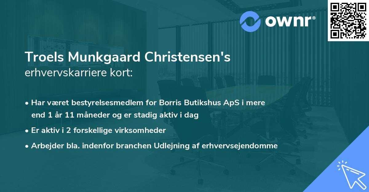 Troels Munkgaard Christensen's erhvervskarriere kort