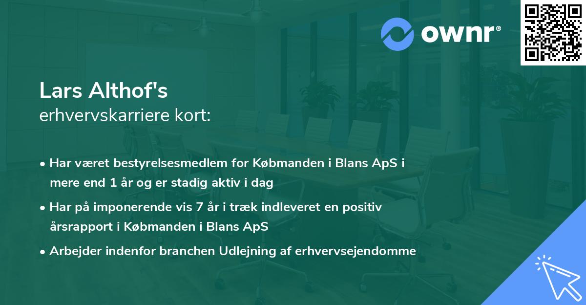 Lars Althof's erhvervskarriere kort