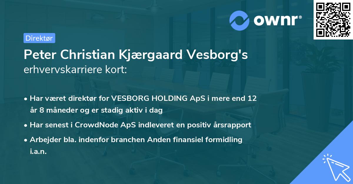 Peter Christian Kjærgaard Vesborg's erhvervskarriere kort