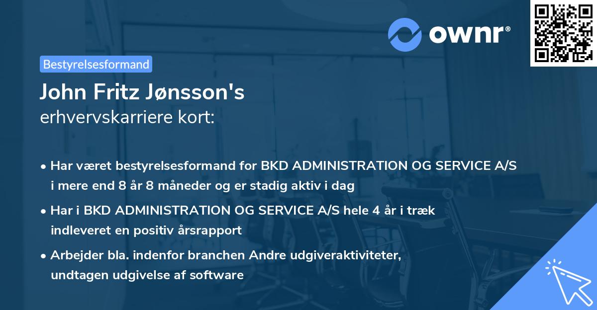 John Fritz Jønsson's erhvervskarriere kort
