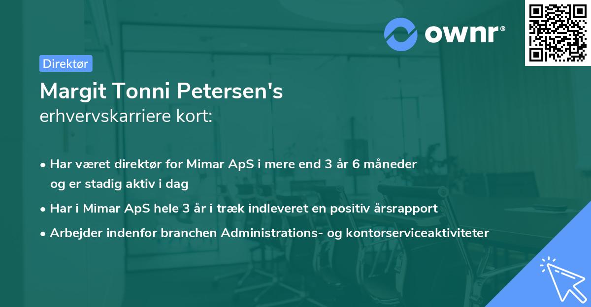 Margit Tonni Petersen's erhvervskarriere kort