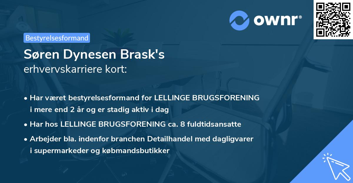 Søren Dynesen Brask's erhvervskarriere kort