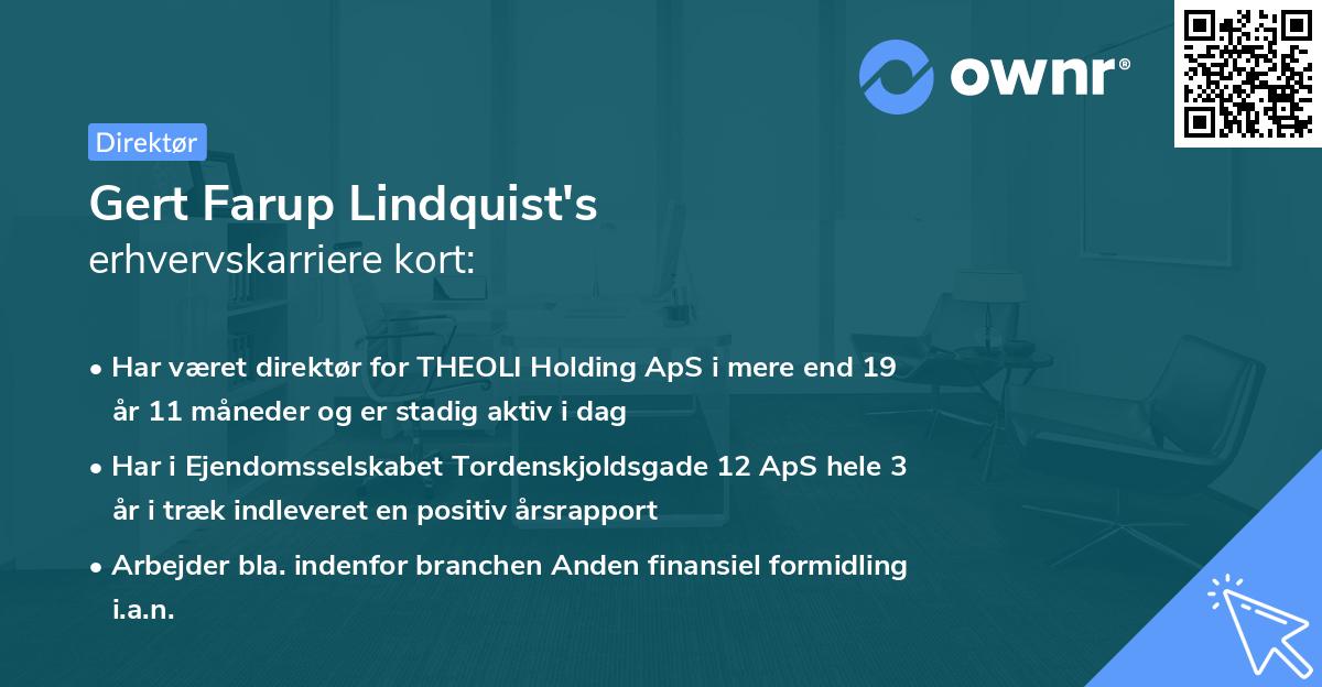 Gert Farup Lindquist's erhvervskarriere kort