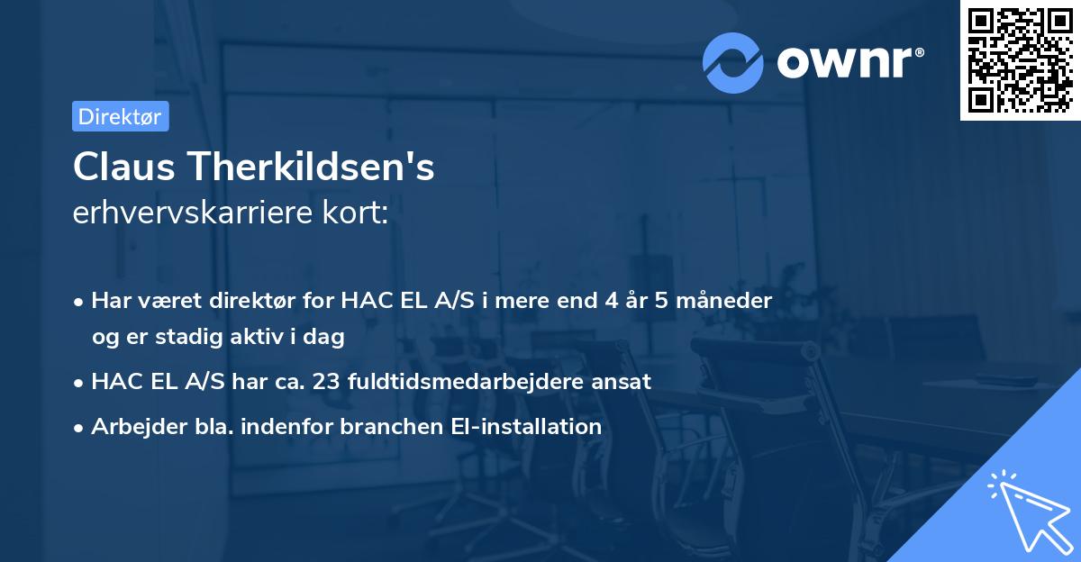 Claus Therkildsen's erhvervskarriere kort