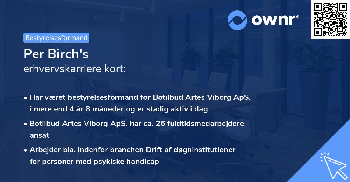 Per Birch's erhvervskarriere kort