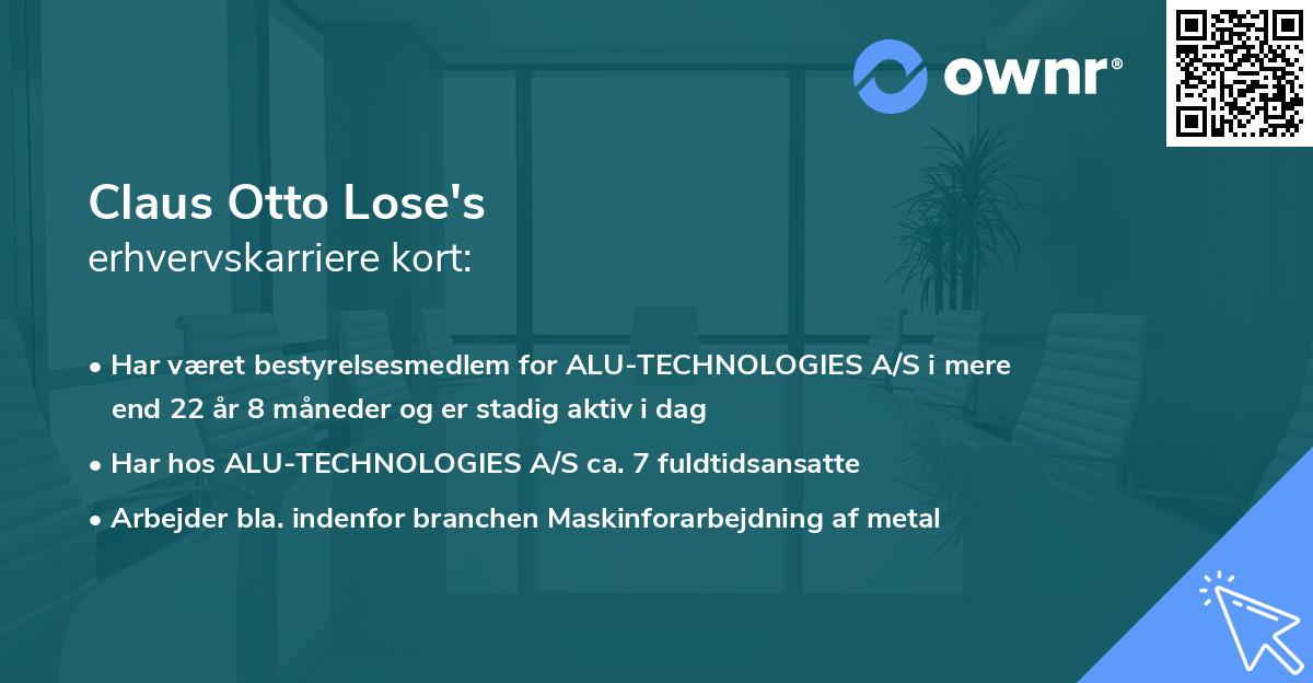 Claus Otto Lose's erhvervskarriere kort