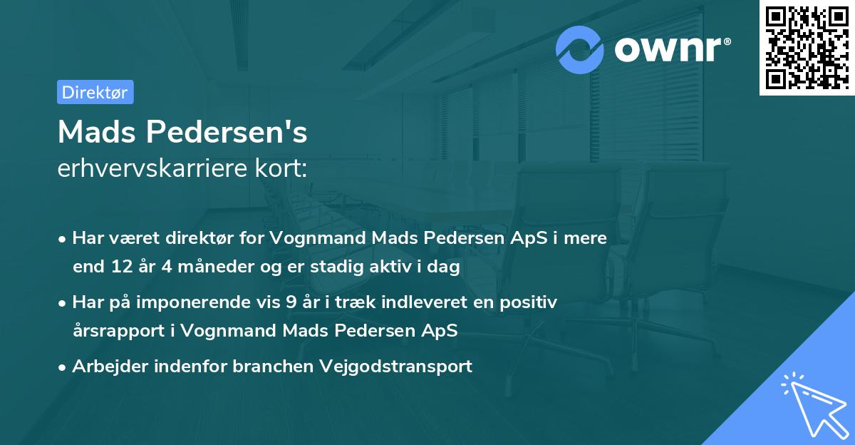 Mads Pedersen's erhvervskarriere kort