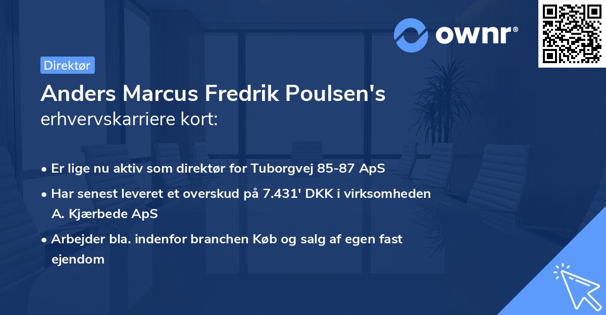 Anders Marcus Fredrik Poulsen's erhvervskarriere kort