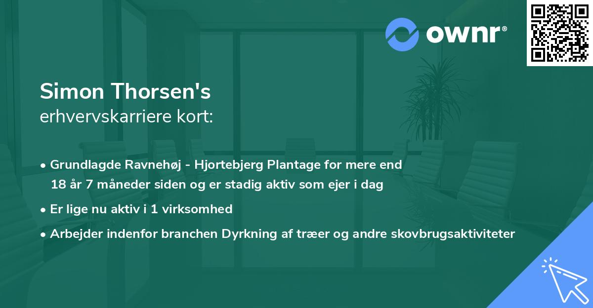 Simon Thorsen's erhvervskarriere kort
