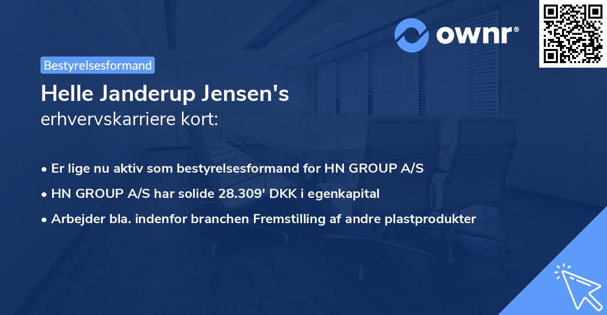 Helle Janderup Jensen's erhvervskarriere kort