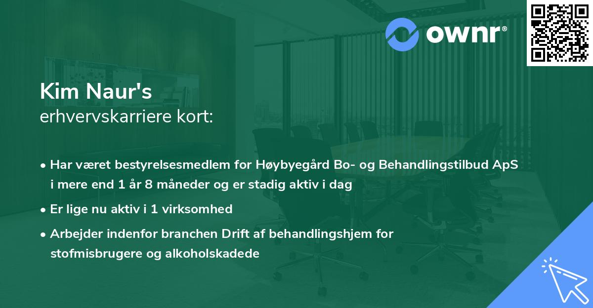 Kim Naur's erhvervskarriere kort