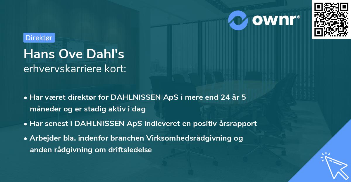 Hans Ove Dahl's erhvervskarriere kort