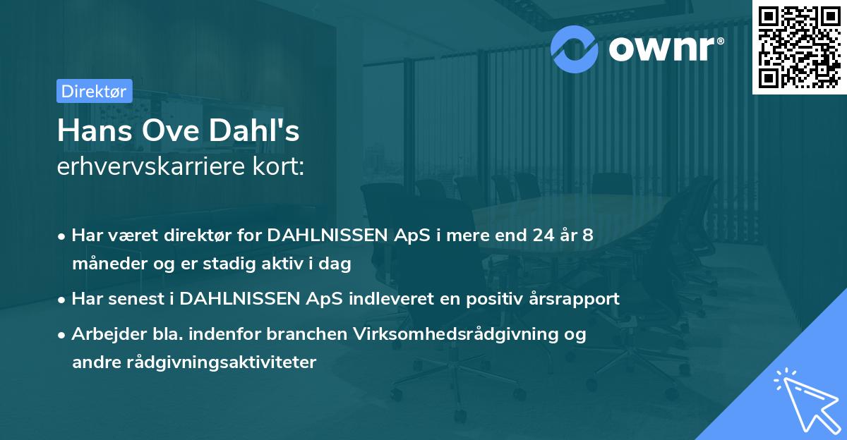 Hans Ove Dahl's erhvervskarriere kort