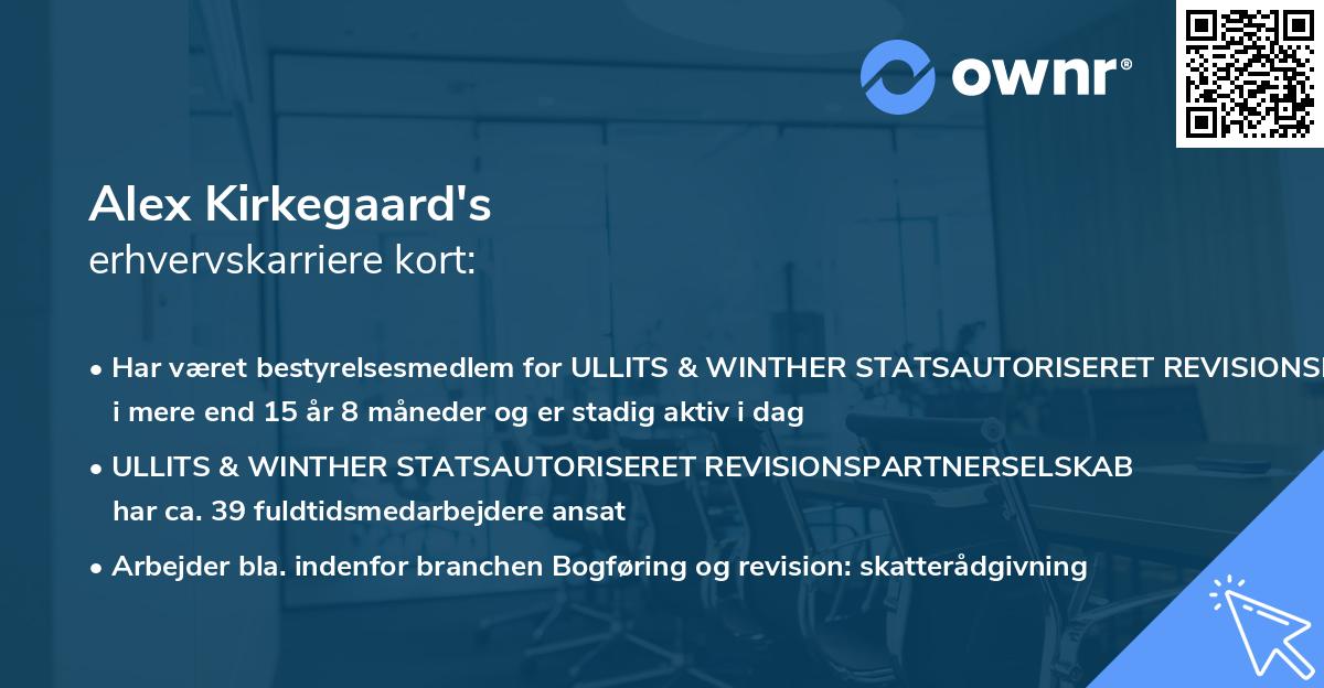 Alex Kirkegaard's erhvervskarriere kort